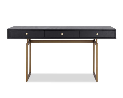 LE-Hamilton Desk Black Ash Venner & Brass Brush Painted