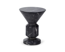 LE023-ST-005 - L&E - Liang & Eimil Argos Side Table Faux Marble Concrete Black Marquina